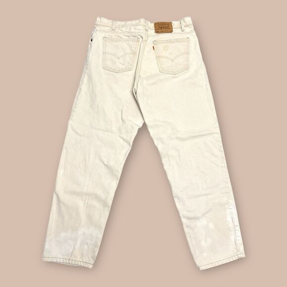 VTG Levi's 550 Men's 36 x 29  White Denim Orange Tab Jeans  USA - Picture 1 of 8